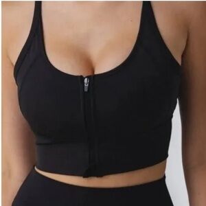 Balance Athletica (Vitality) Lux Revive Front Zip Strappy Back Sports Bra Black